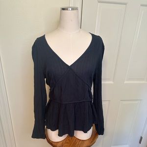 KNOX Rose Dark Teal Green with Gold Stripe Top Size Medium NWT